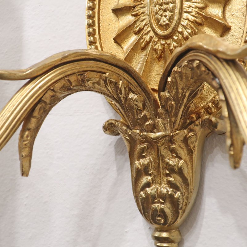 Pair of Adam Style Gilt Bronze Wall Lights