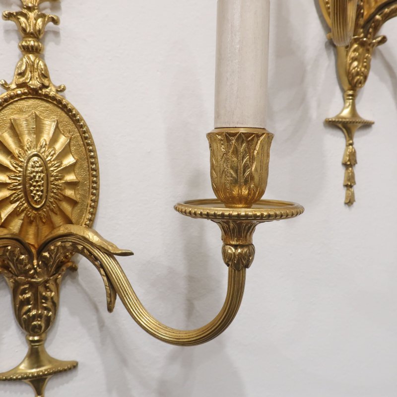 Pair of Adam Style Gilt Bronze Wall Lights