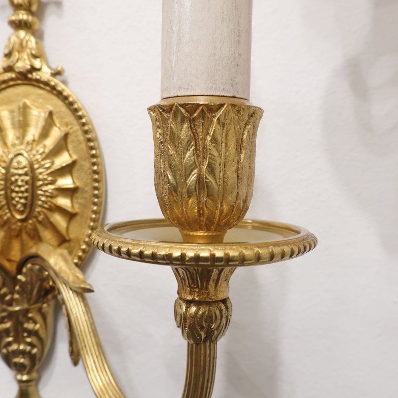 Pair of Adam Style Gilt Bronze Wall Lights