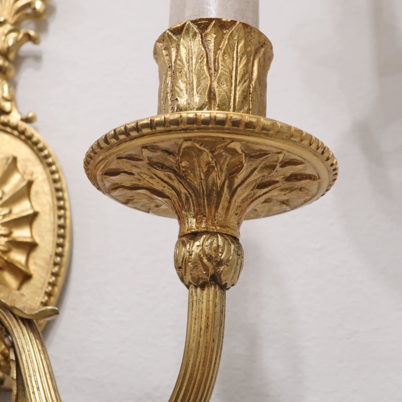 Pair of Adam Style Gilt Bronze Wall Lights