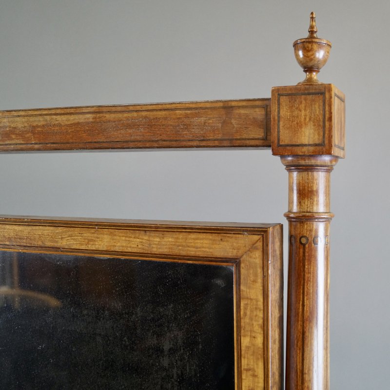 A Fine Sheraton Satinwood Cheval Mirror