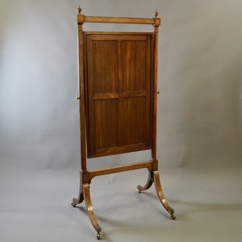 A Fine Sheraton Satinwood Cheval Mirror