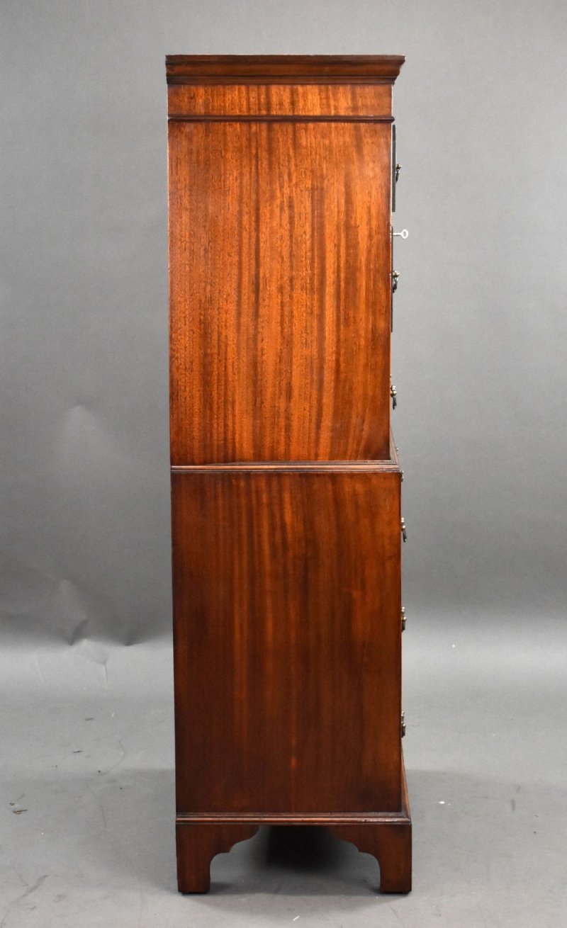 Antique Flame Mahogany Chest On Chest