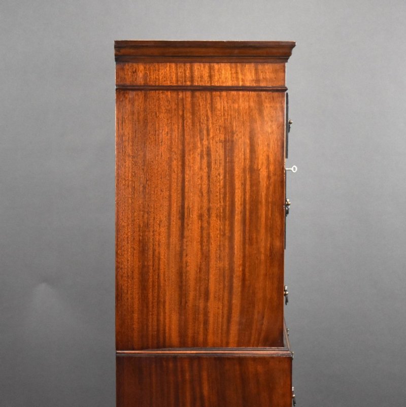 Antique Flame Mahogany Chest On Chest