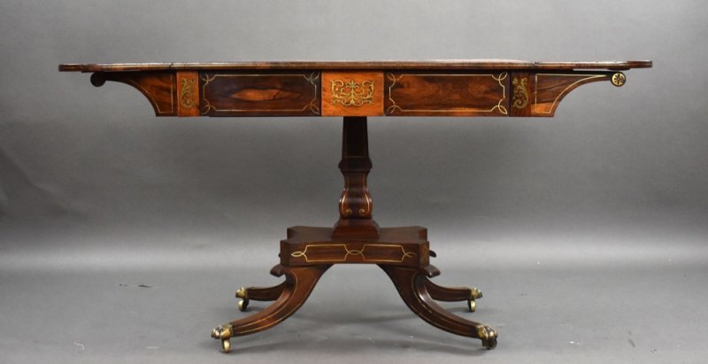 Regency Rosewood Brass Inlaid Sofa Table