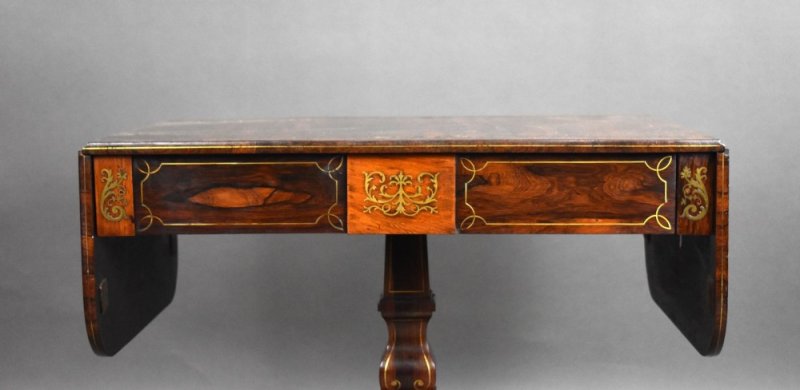 Regency Rosewood Brass Inlaid Sofa Table