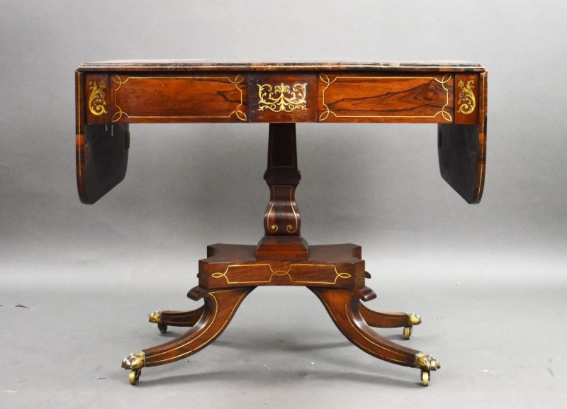 Regency Rosewood Brass Inlaid Sofa Table