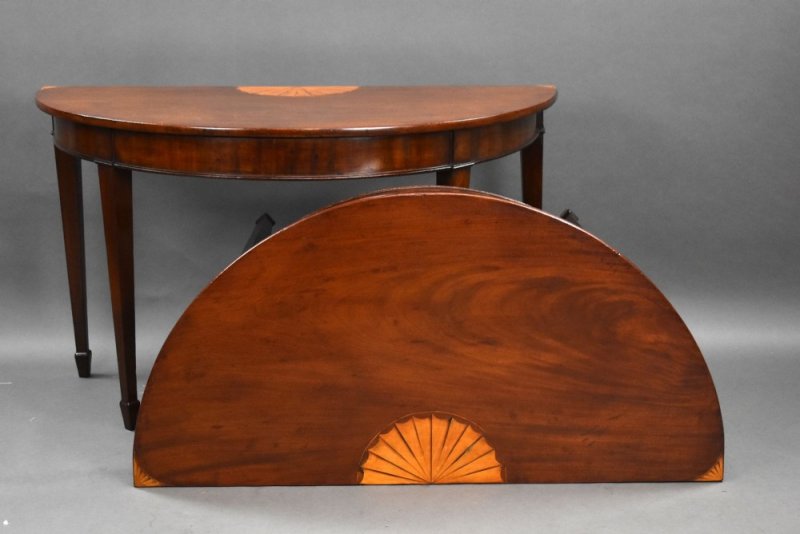 Pair Georgian Mahogany Inlaid Consol Tables