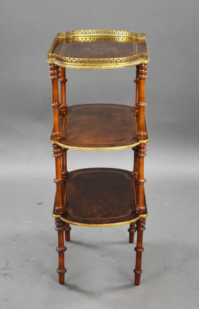 19th Century French Walnut Brass Inlaid Etagere