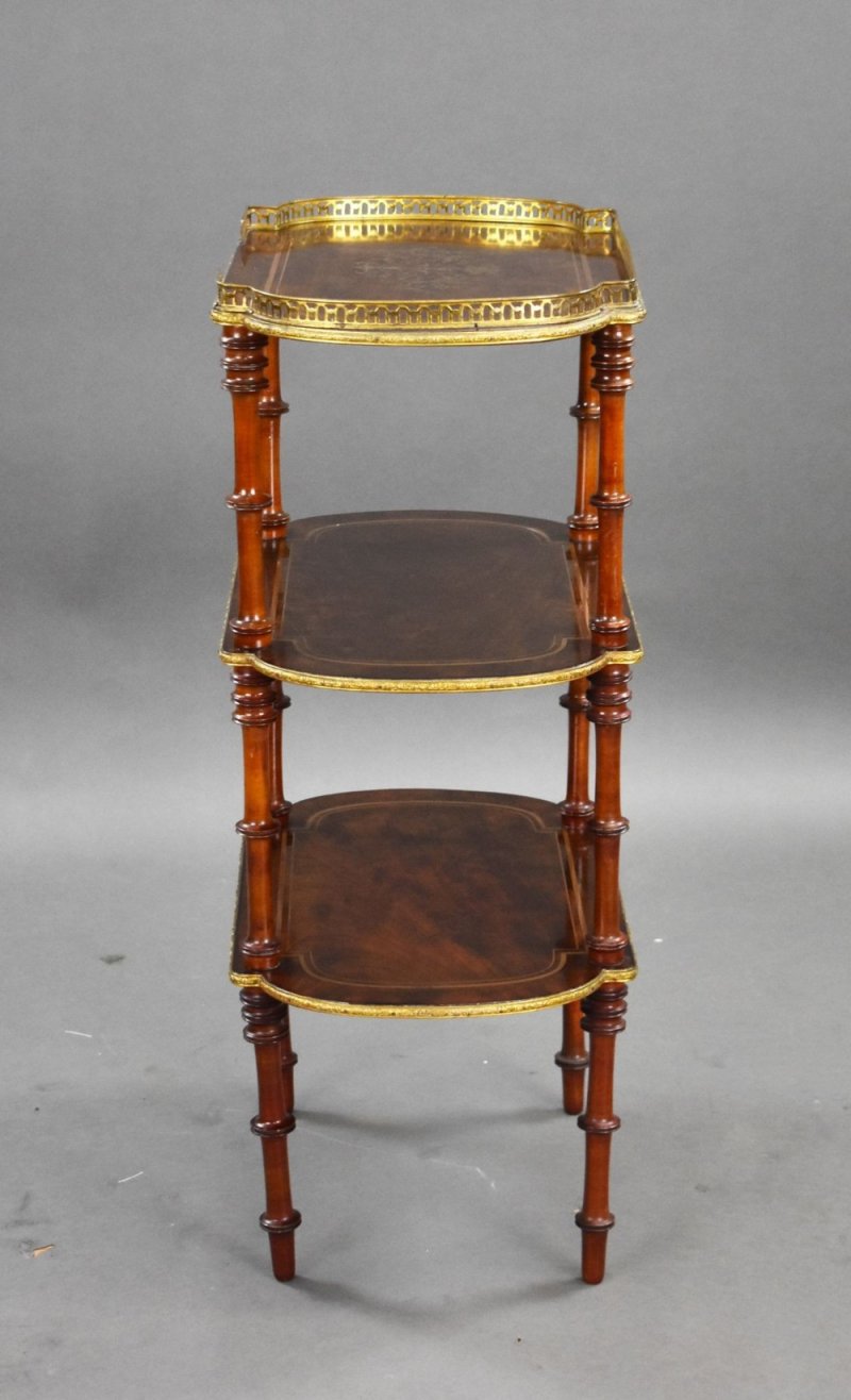 19th Century French Walnut Brass Inlaid Etagere