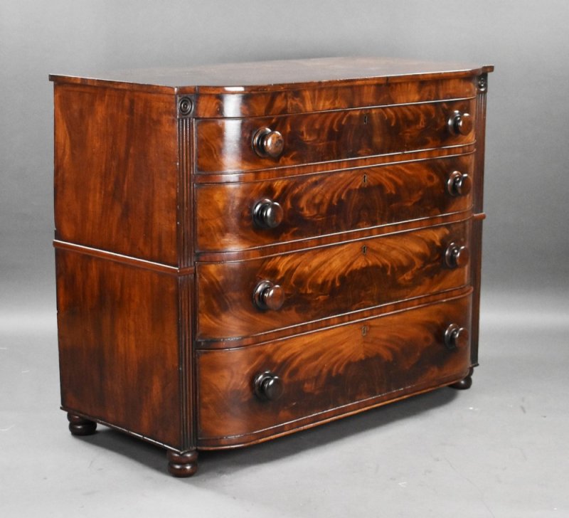 Victorian Flame Mahogany Chest Of Drawers