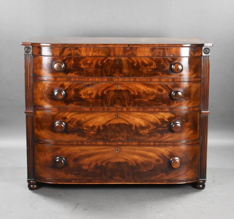 Victorian Flame Mahogany Chest Of Drawers