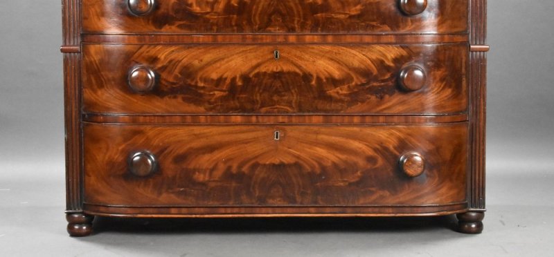 Victorian Flame Mahogany Chest Of Drawers