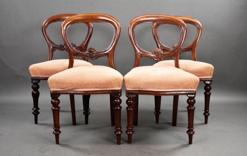 Set Of 4 Victorian Mahogany Dining Chairs