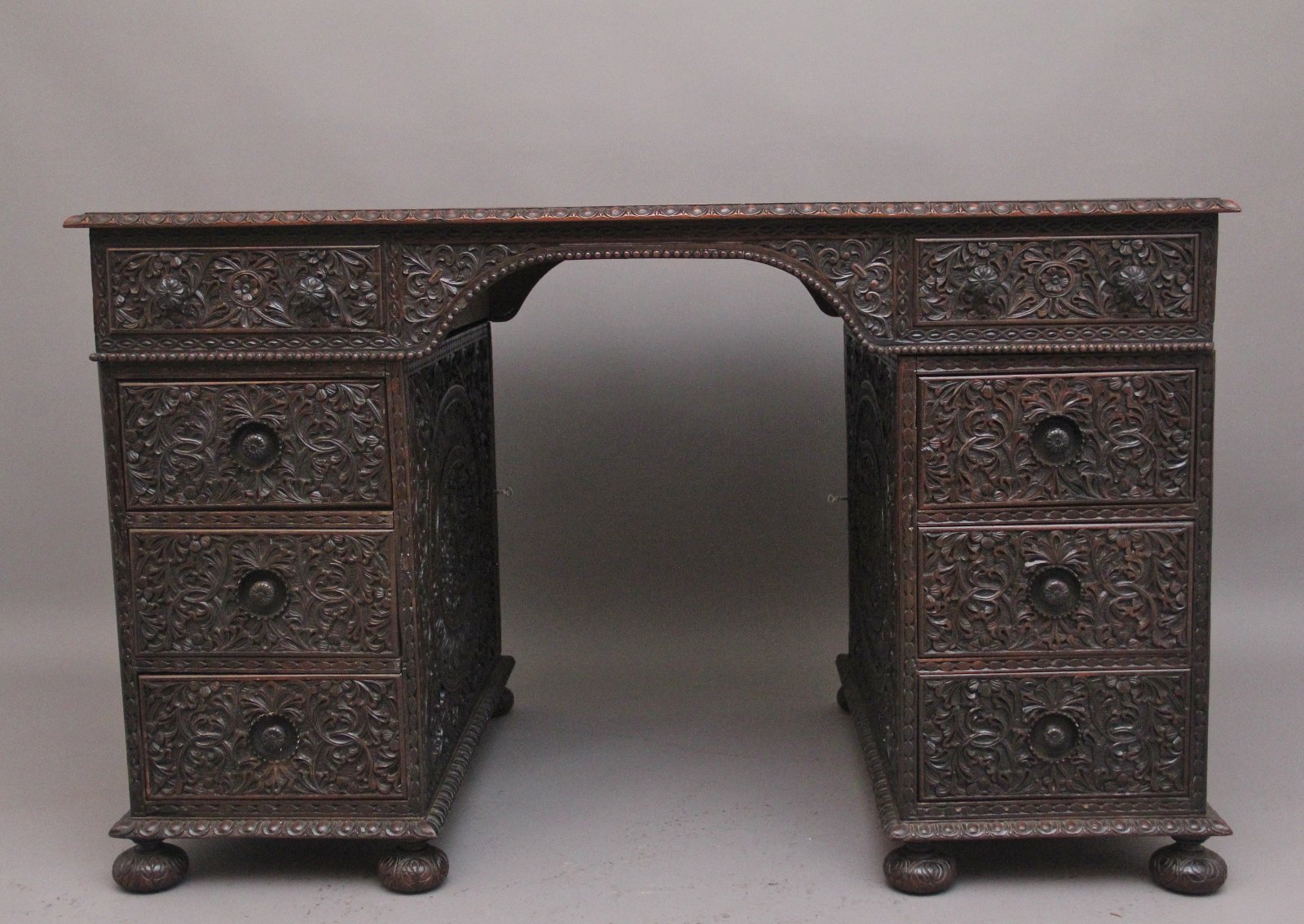 Early 19th Century Anglo-Indian carved partners desk