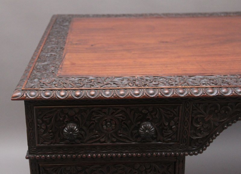 Early 19th Century Anglo-Indian carved partners desk
