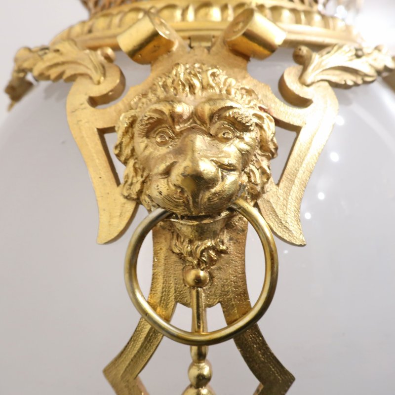 Victorian Gilt Bronze & Opaline Glass Pendant Lantern by Perry & Co