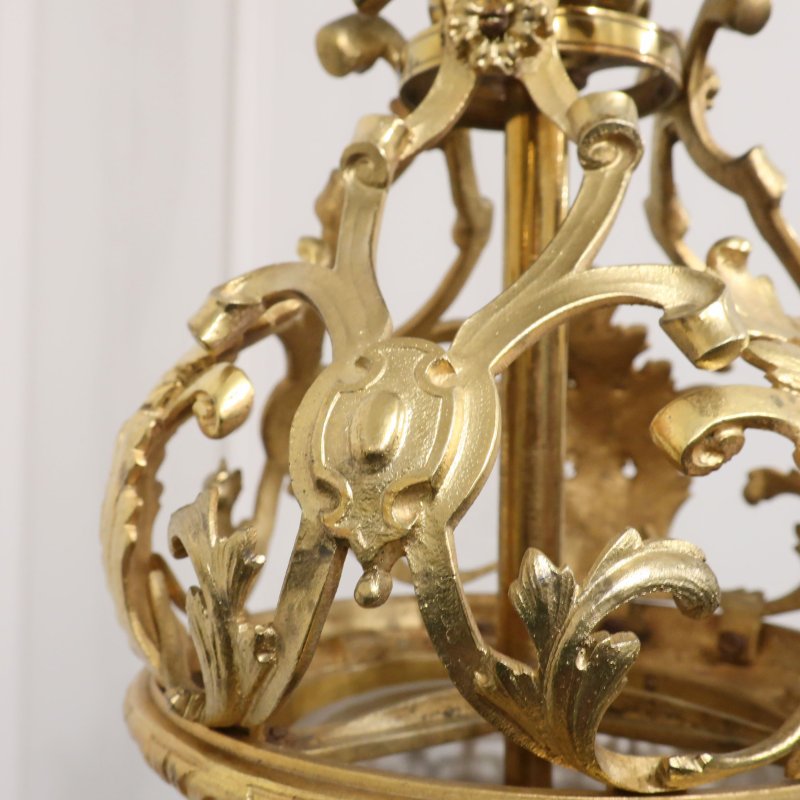 Victorian Gilt Bronze & Opaline Glass Pendant Lantern by Perry & Co