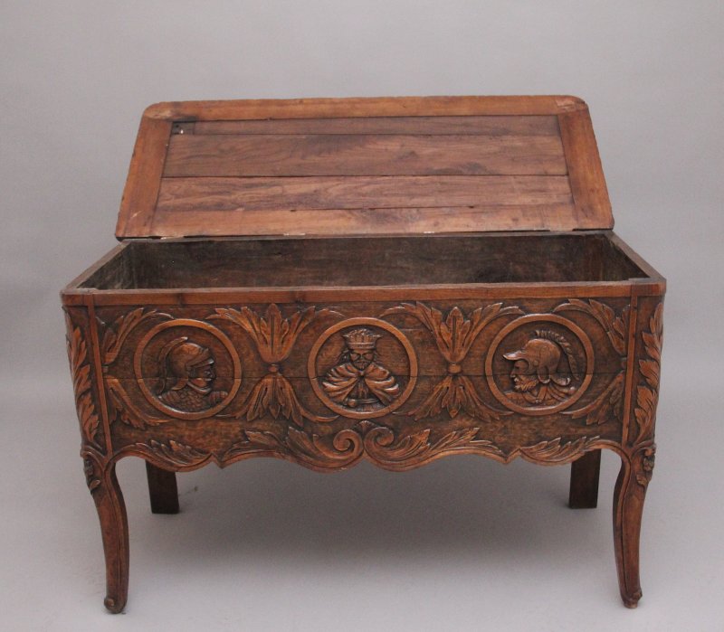 Early 19th Century French carved oak coffer