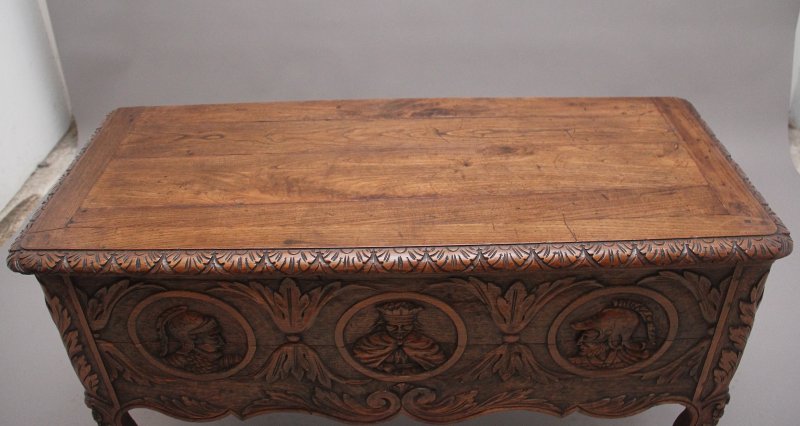 Early 19th Century French carved oak coffer