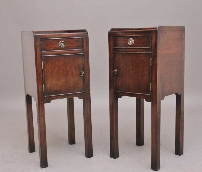Pair early 20th Century mahogany bedside cabinets