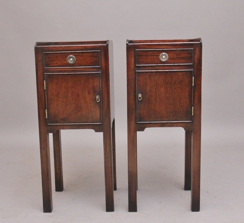Pair early 20th Century mahogany bedside cabinets