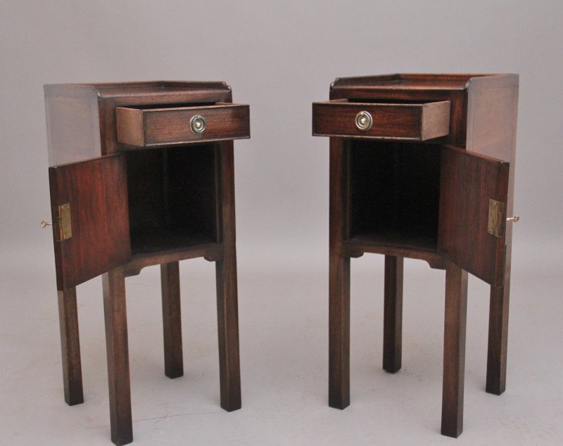 Pair early 20th Century mahogany bedside cabinets
