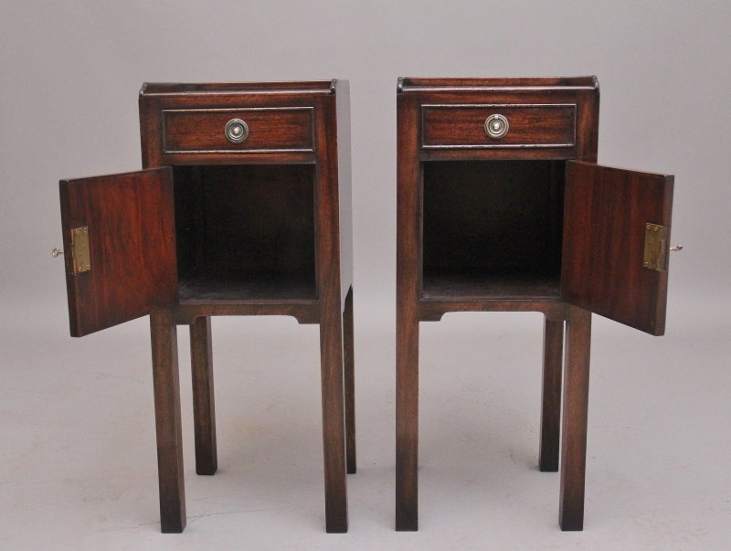 Pair early 20th Century mahogany bedside cabinets
