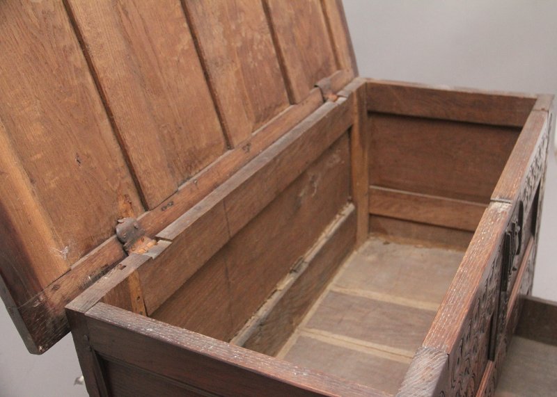18th Century carved oak mule chest