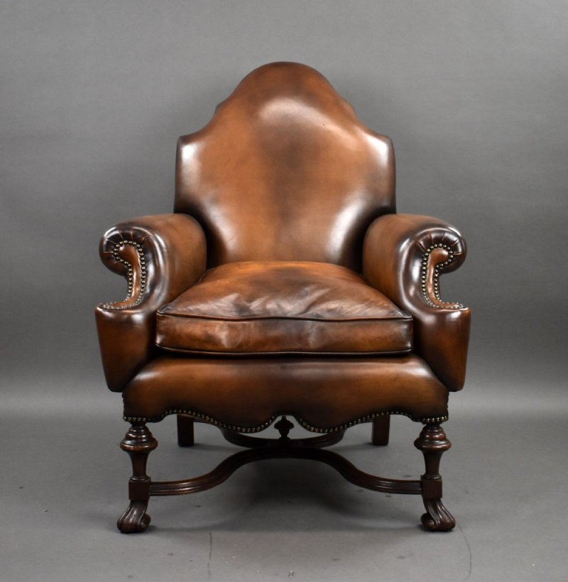 Victorian Hand Dyed Leather Armchair
