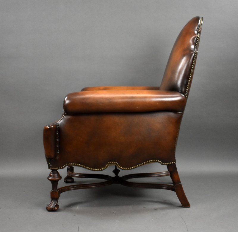 Victorian Hand Dyed Leather Armchair