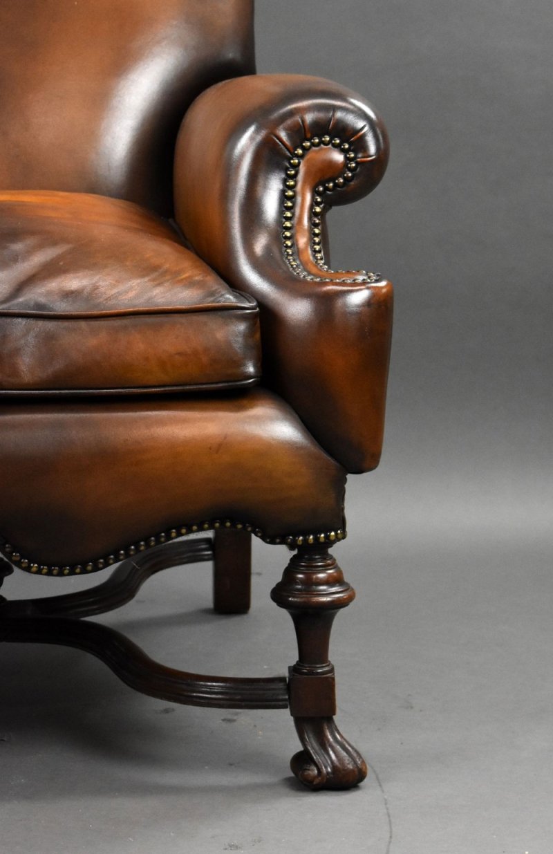 Victorian Hand Dyed Leather Armchair