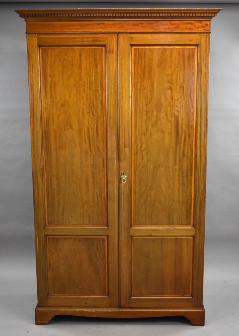 Edwardian Mahogany Two Door Wardrobe