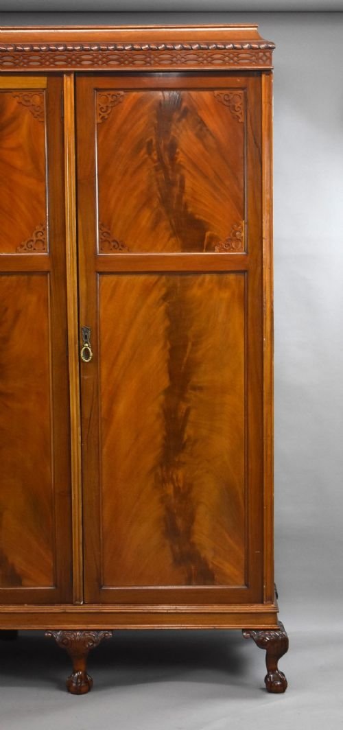 Edwardian Flame Mahogany Triple Wardrobe