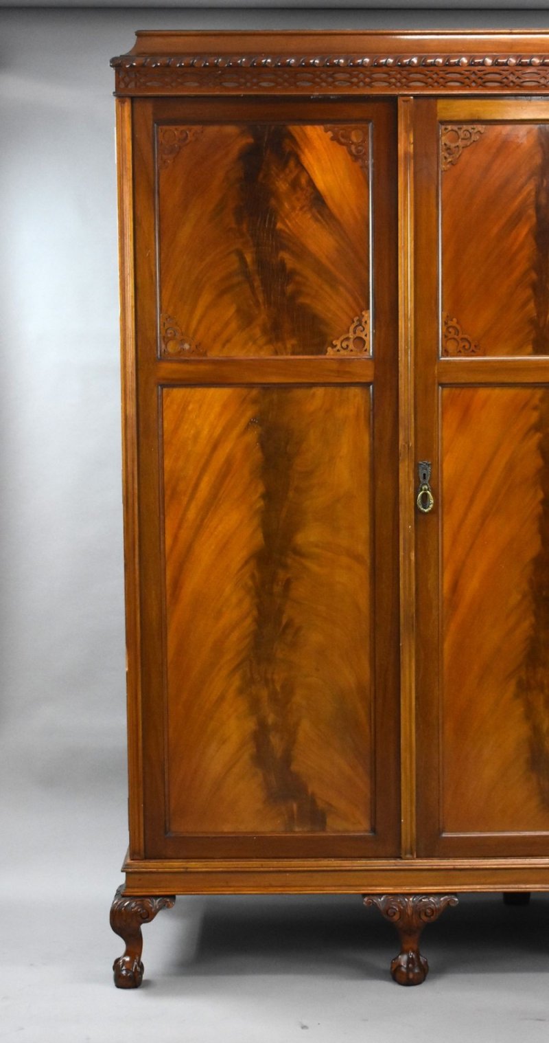 Edwardian Flame Mahogany Triple Wardrobe