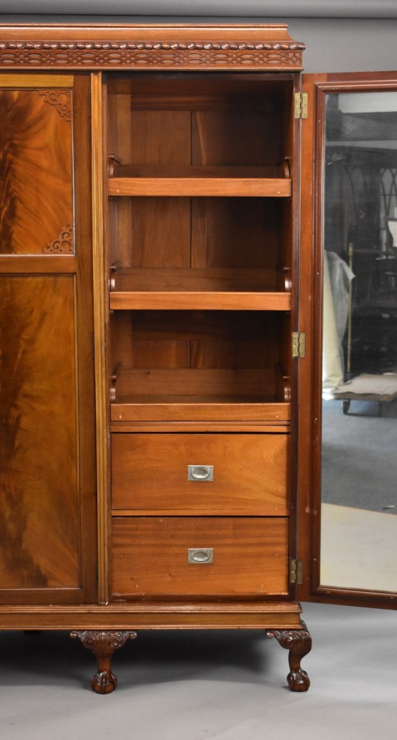 Edwardian Flame Mahogany Triple Wardrobe
