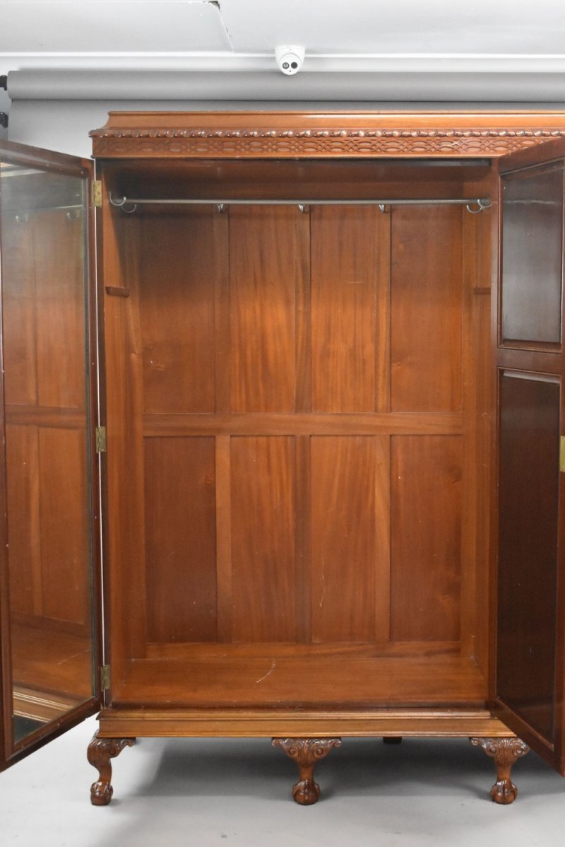 Edwardian Flame Mahogany Triple Wardrobe