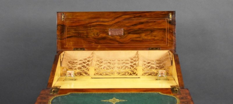 Victorian Burr Walnut Davenport