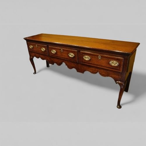 Fine Georgian Oak Cabriole Leg Dresser Base, Circa 1800