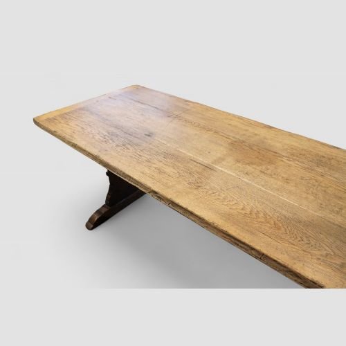 Large Edwardian Oak Refectory Table On Slab Ends – Antique Dining Table