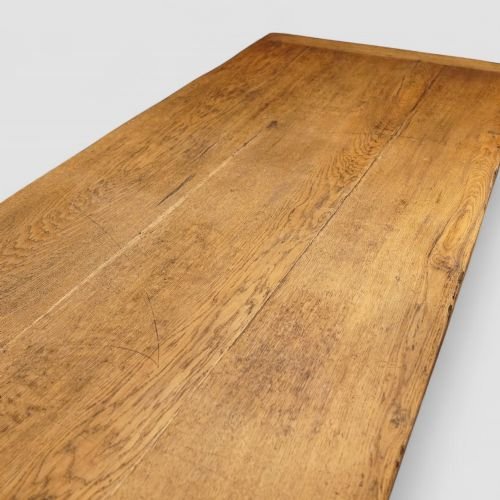 Large Edwardian Oak Refectory Table On Slab Ends – Antique Dining Table