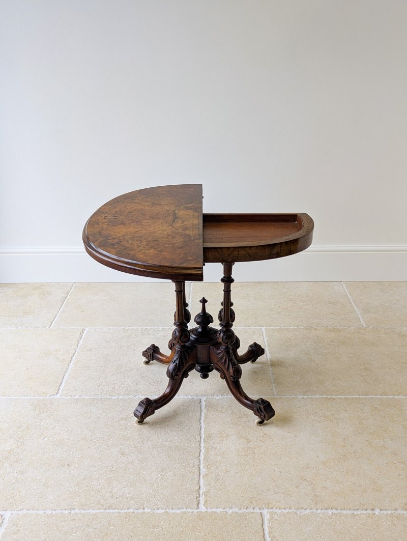 Antique Victorian Burr Walnut Card Table c.1870