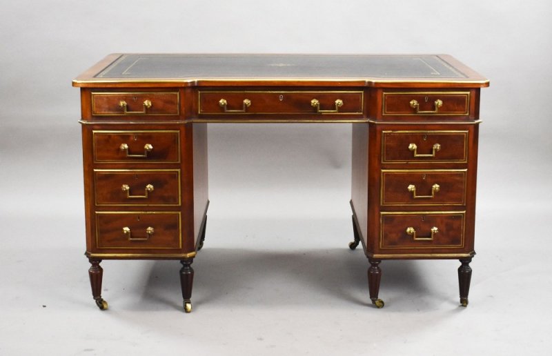19th Century French Brass Inlaid Mahogany Writing Table