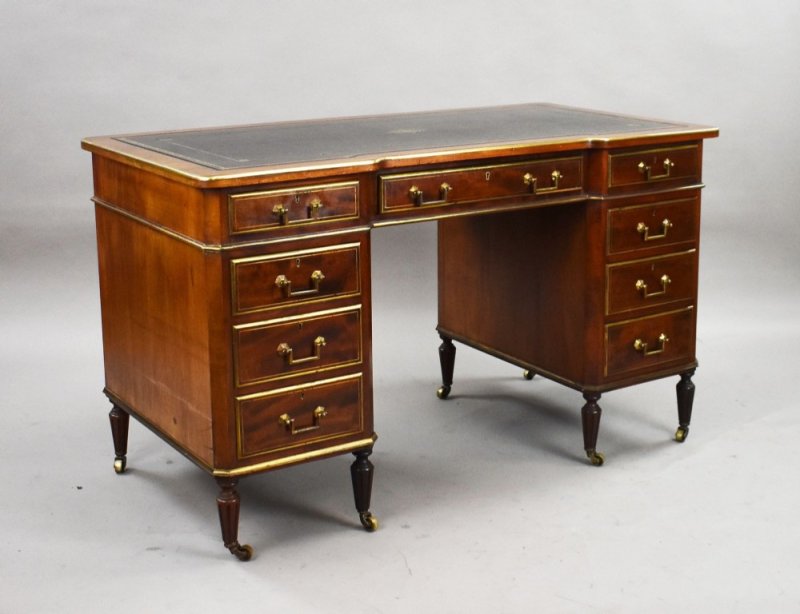 19th Century French Brass Inlaid Mahogany Writing Table