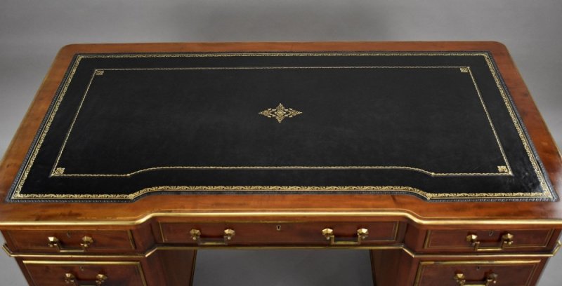 19th Century French Brass Inlaid Mahogany Writing Table