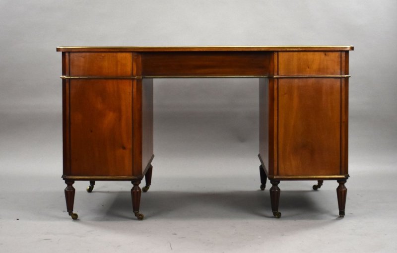 19th Century French Brass Inlaid Mahogany Writing Table
