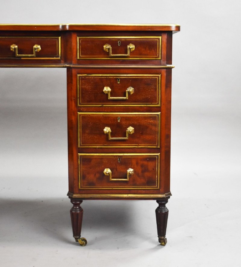 19th Century French Brass Inlaid Mahogany Writing Table