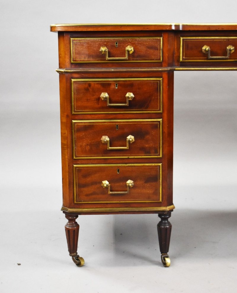 19th Century French Brass Inlaid Mahogany Writing Table