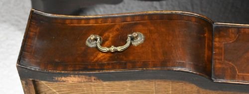 20th Century English Antique Edwardian Flame Mahogany Serpentine Chest