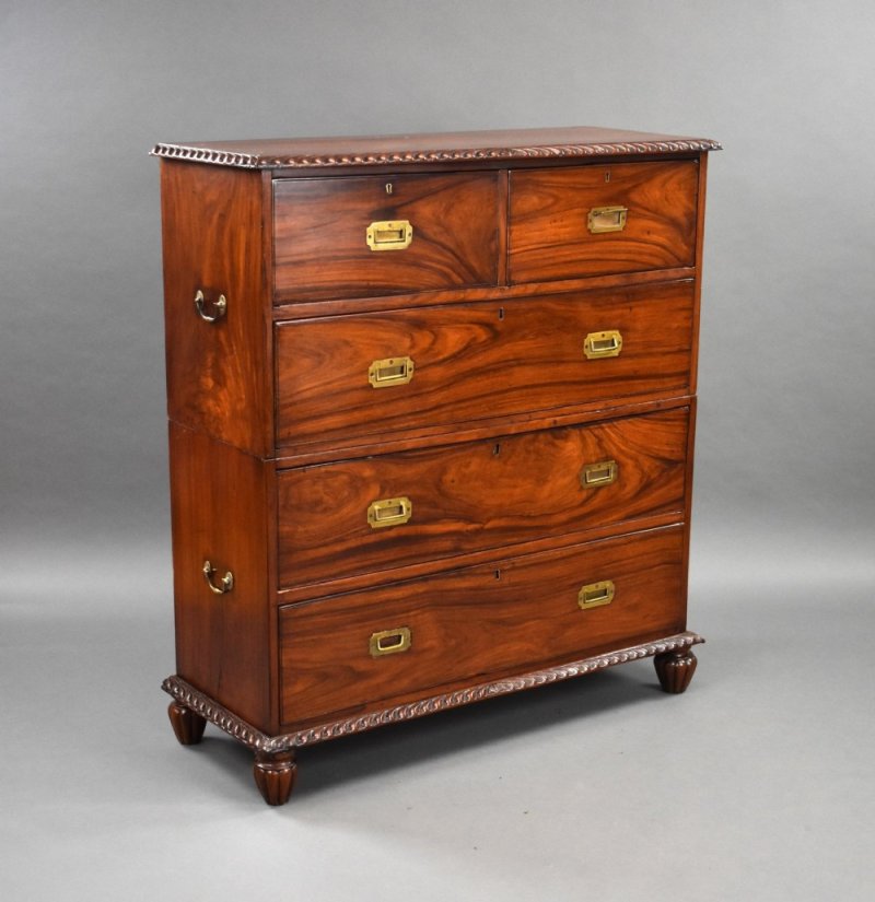 19th Century Anglo Indian Padouk Campaign Chest